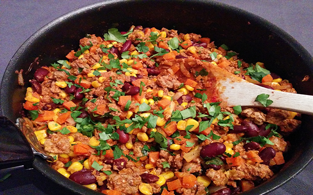 Recette du chili con carne mexicain au maïs